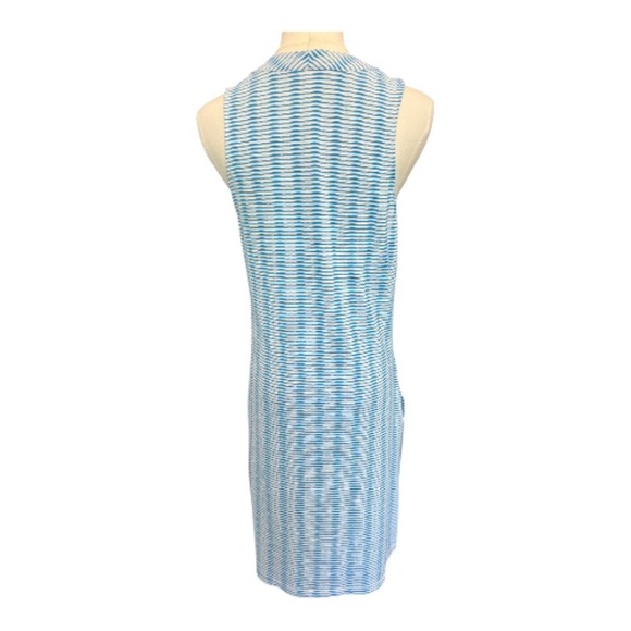 β¨ EUC TOMMY BAHAMA Azure Blue White Island Cays Stripe Dress | Sz S - Picture 5 of 9